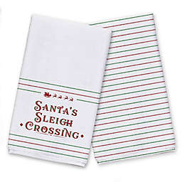 Designs Direct Santa's Sleigh Crossing Stripes Tea Towel Set