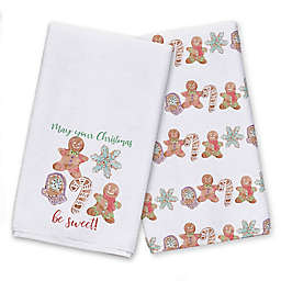 Sweet Christmas Watercolor Cookies Tea Towel Set