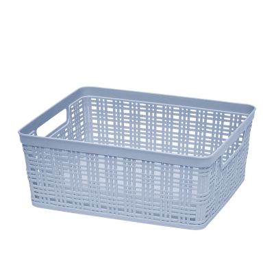 Simply Essential&trade; Medium Plastic Wicker Storage Basket in Zen Blue