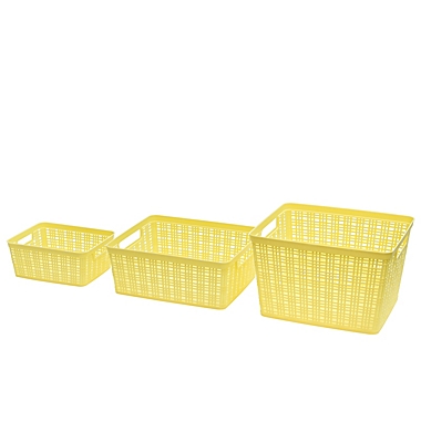 Simply Essential&trade; Small Plastic Wicker Storage Basket in Limelight. View a larger version of this product image.