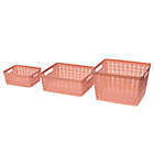 Alternate image 1 for Simply Essential&trade; Medium Plastic Wicker Storage Basket in Coral Haze