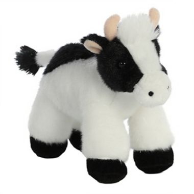 Aurora World&reg; Mini Flopsie Moo Cow Plush Toy in Black/White. View a larger version of this product image.