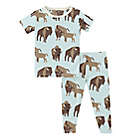 Alternate image 0 for KicKee Pants&reg; Size 18M Bison Short Sleeve Pajama Set in Blue