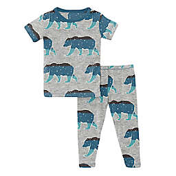 KicKee Pants® 2-Piece Heathered Night Sky Bear Short Sleeve Pajama Set in Grey
