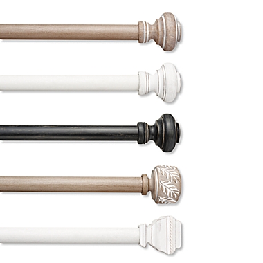 Bee &amp; Willow&trade; Doorknob 28 to 48-Inch Window Curtain Rod Set in Weathered Black. View a larger version of this product image.