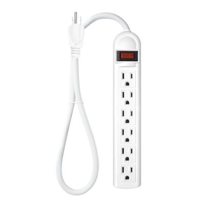 Globe Electric 3-Foot 6-Outlet Power Strip in White