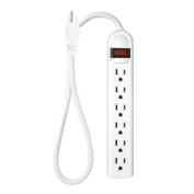 Globe Electric 3-Foot 6-Outlet Power Strip in White