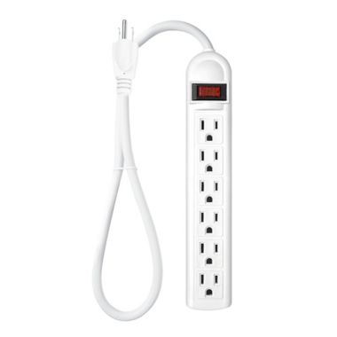 Globe Electric 3-Foot 6-Outlet Power Strip in White. View a larger version of this product image.