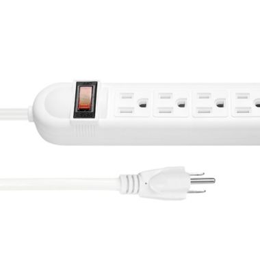 Globe Electric 3-Foot 6-Outlet Power Strip in White. View a larger version of this product image.