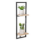 Alternate image 0 for Honey-Can-Do&reg; Double Floating Wood Wall Shelf with Steel Frame in Black/Natural