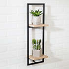 Alternate image 1 for Honey-Can-Do&reg; Double Floating Wood Wall Shelf with Steel Frame in Black/Natural