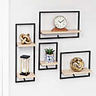 Alternate image 4 for Honey-Can-Do&reg; Double Floating Wood Wall Shelf with Steel Frame in Black/Natural