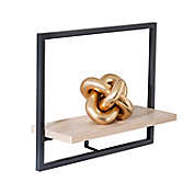 Honey-Can-Do&reg; Floating Wood Wall Shelf with Steel Frame in Black/Natural