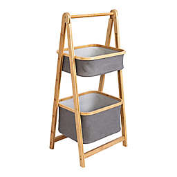 Honey-Can-Do® Bamboo & Canvas 2-Tier A-Frame Shelving Unit in Natural