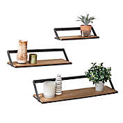 Honey-Can-Do&reg; 3-Piece Steel and Wood Floating Wall Shelves Set