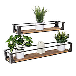 Honey-Can-Do® 2-Piece Rustic Floating Wall Shelves Set