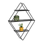 Honey-Can-Do&reg; 3-Tier Diamond-Shaped Steel Wall Shelf in Black