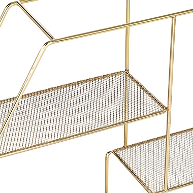 Honey-Can-Do&reg; 4-Tier Hexagonal Decorative Metal Wall Shelf in Gold. View a larger version of this product image.