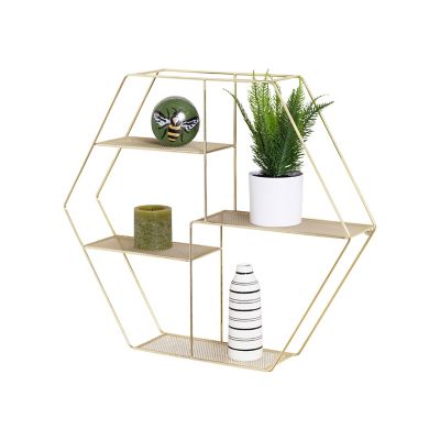 Honey-Can-Do&reg; 4-Tier Hexagonal Decorative Metal Wall Shelf in Gold