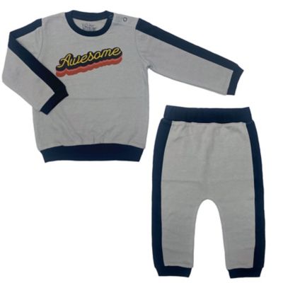 Kapital K&trade; 2-Piece &quot;Awesome&quot; Bodysuit and Jogger Set in Grey/Black