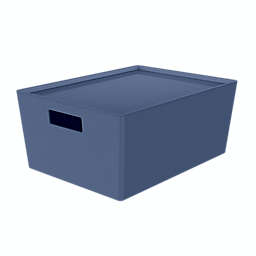 Simply Essential™ Medium Stackable Storage Box with Lid in True Navy