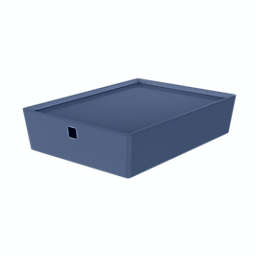 Simply Essential™ Shallow Stackable Storage Box with Lid in True Navy