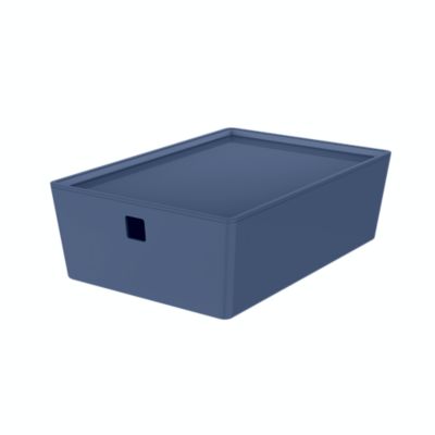 Simply Essential&trade; Small Stackable Storage Box with Lid in True Navy