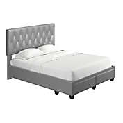 E-Rest Vedia Queen Upholstered Platform Storage Bed in Grey