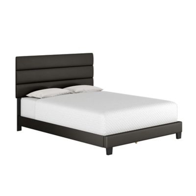 E-Rest Pamina Queen Faux Leather Upholstered Platform Bed in Black