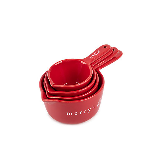 Alternate image 1 for Bee & Willow™ Ceramic Holiday Measuring Cups in Red (Set of 4)
