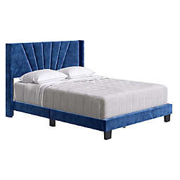 E-Rest Vesta Queen Upholstered Platform Bed in Blue