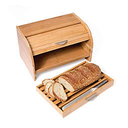 Lipper Bamboo Roll-Top Bread Box with Crumb Drawer