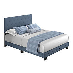 E-Rest Calissa King Upholstered Platform Bed in Blue