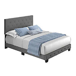 E-Rest Calissa Queen Upholstered Platform Bed in Grey