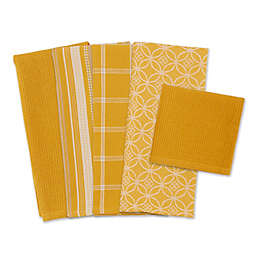 DII 5-Piece Kitchen Towel & Dish Cloth Set in Honey Gold