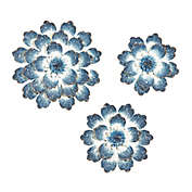 Ridge Road D&eacute;cor Floral Metal Wall D&eacute;cor in Blue/White (Set of 3)