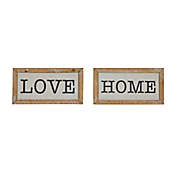 Ridge Road Decor 2-Piece 12-Inch Love and Home Farmhouse Metal Sign Set in Brown