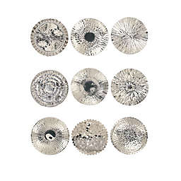 Ridge Road Décor Glam Stainless Steel Plates Wall Decor in Metallic Silver (Set of 9)