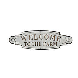 Ridge Road Décor "Welcome To The Farm" Iron Wall Sign in Beige