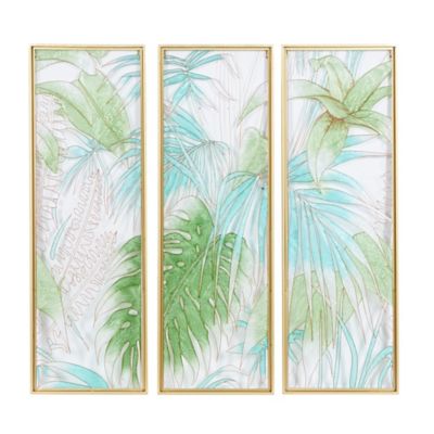 CosmoLiving by Cosmopolitan 3-Panel Botanical Stained-Glass Wall D&eacute;cor