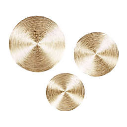 Ridge Road Décor Contemporary Metal Plates Wall Décor in Gold (Set of 3)