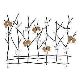 Nearly Natural Metal Nature Branches Tea Light Holder Wall Decor in Black/Gold