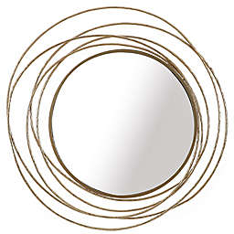 Luxen Home 39-Inch Round Modern Wall Mirror in Gold