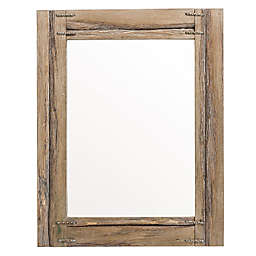 Luxen Home 24.8-Inch x 31.5-Inch Rectangular Framed Wall Mirror in Oakwood
