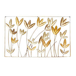 Ridge Road Decor Contemporary Floral 22-Inch x 36-Inch Metal Wall Decor in Brown