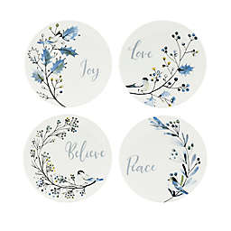 Fitz and Floyd® Noel Noir Round Appetizer Plate Set in White (Set of 4)