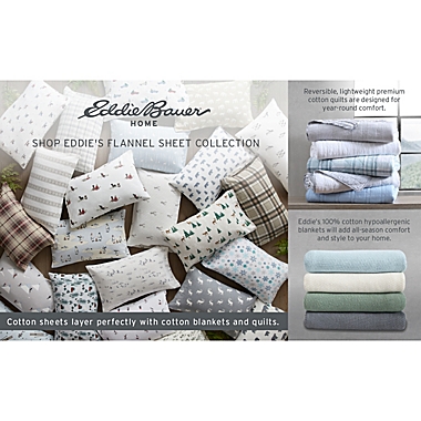 Eddie Bauer&reg; Skating Penguins Cotton Flannel Queen Sheet Set in Light Blue. View a larger version of this product image.