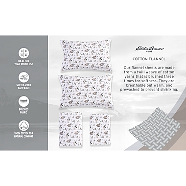 Eddie Bauer&reg; Tossed Snowflake Cotton Flannel Full Sheet Set in Indigo. View a larger version of this product image.