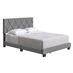 E-Rest Vita Queen Linen Upholstered Platform Bed in Charcoal