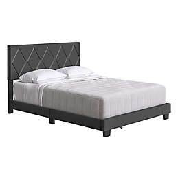 E-Rest Vita King Linen Upholstered Platform Bed in Charcoal